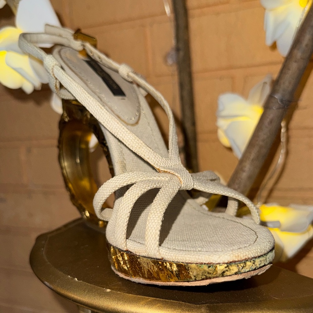 🌟Elegant Gold encrusted heel sandals - Picture 9 of 15